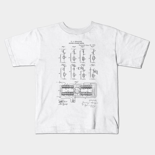 Electric Dynamic Motor Vintage Patent Hand Drawing Kids T-Shirt by TheYoungDesigns